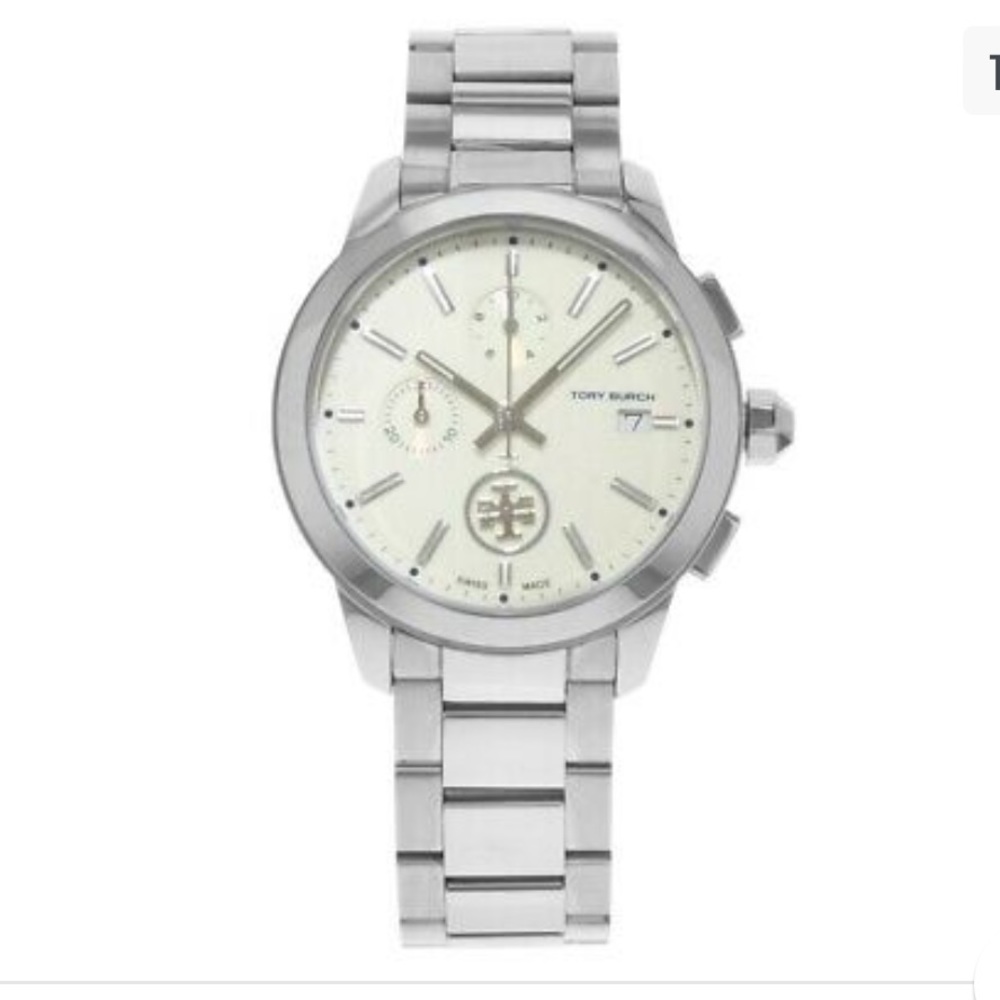 TORY BURCH COLLINS WOMEN'S SILVER TONE STAINLESS  CHRONOGRAPH WATCH TBW1252